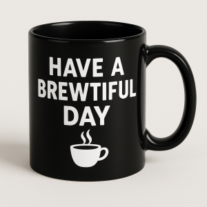 Black Ceramic Mug – Brewtiful Day