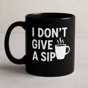 I Don’t Give a Sip - Black Ceramic Mug, 11 oz