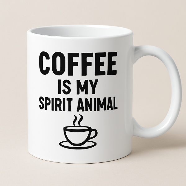 White Ceramic 11 ozMug – Coffee is My Spirit Animal